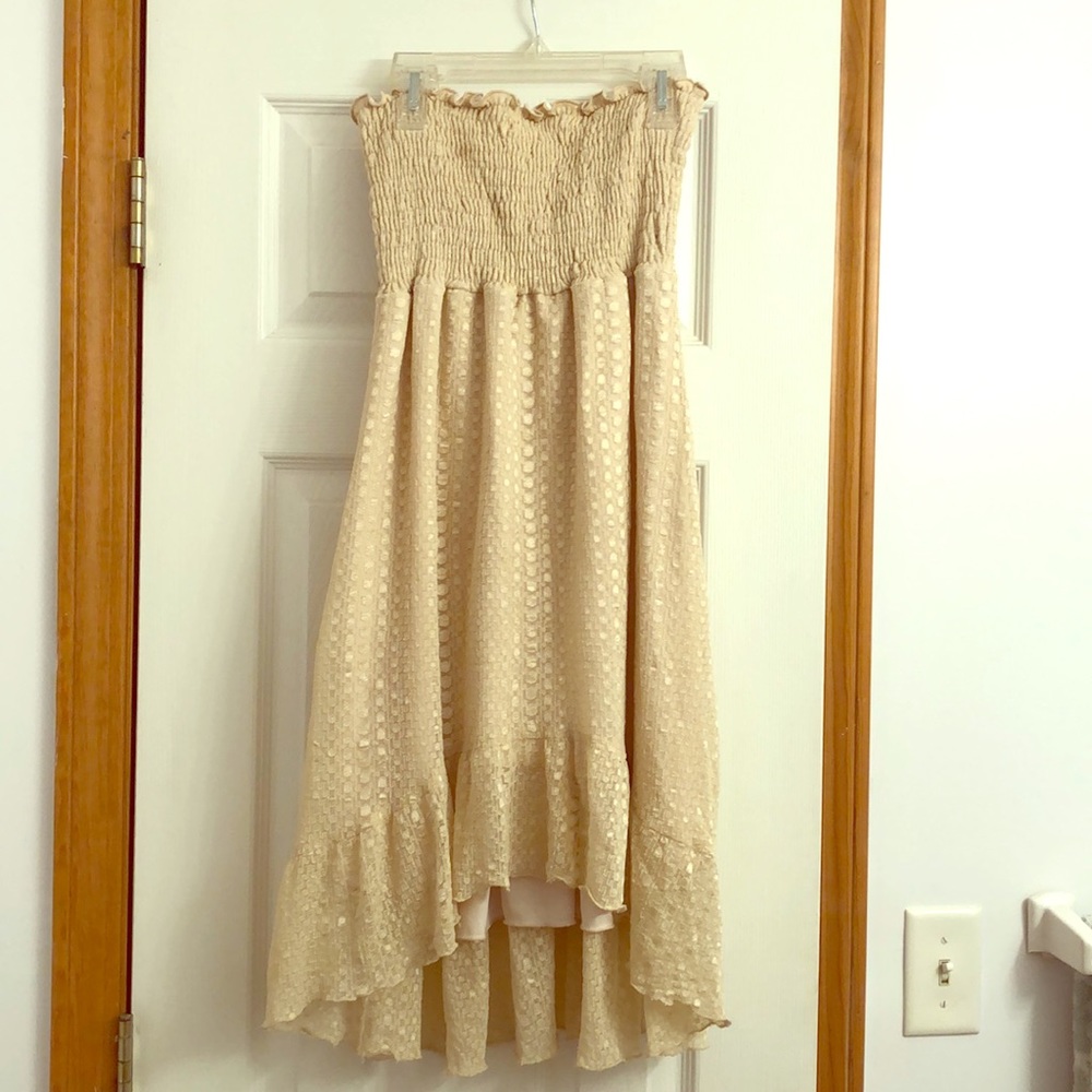 Cream high/low dress